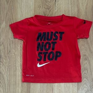 Nike Baby Dri Fit Bold Red Tee with Motivational Print Size 12 Months EUC